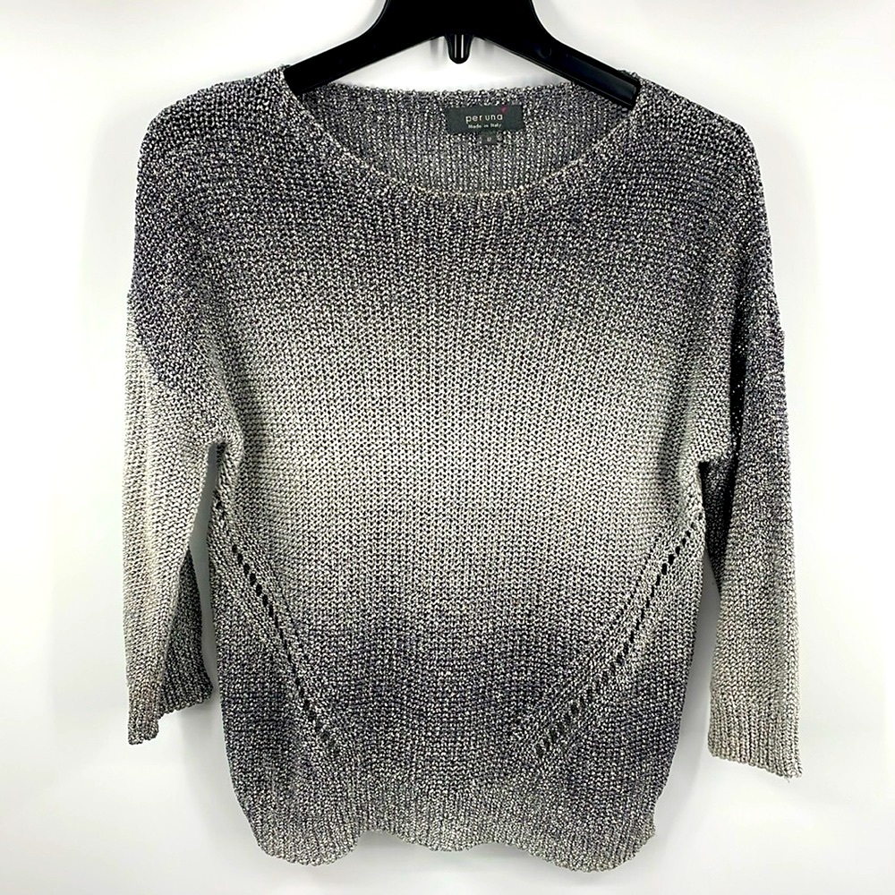 Per Una Italy Gradient Knit Sweater Silver M&S Ombre Long Sleeve Top UK 12